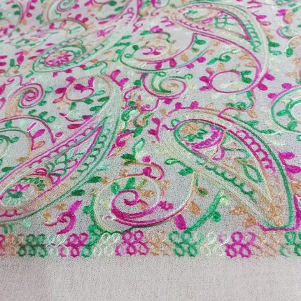 Full Embroidery Pure Wool Festive Shawl